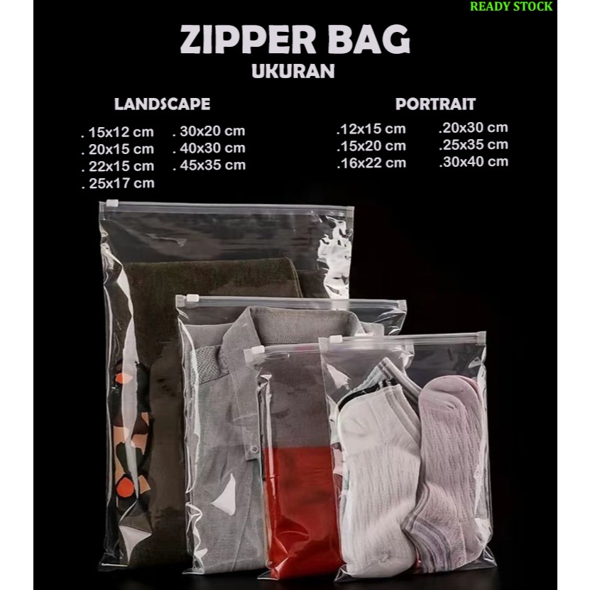 Pouch plastik zipper bag baju ZIPPER BAG TRANSPARANT POTRAIT