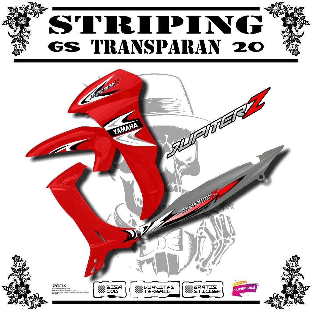 Striping Tansparan UV yamaha jupiter Z lama burhan motif ori  simpel murah meriah