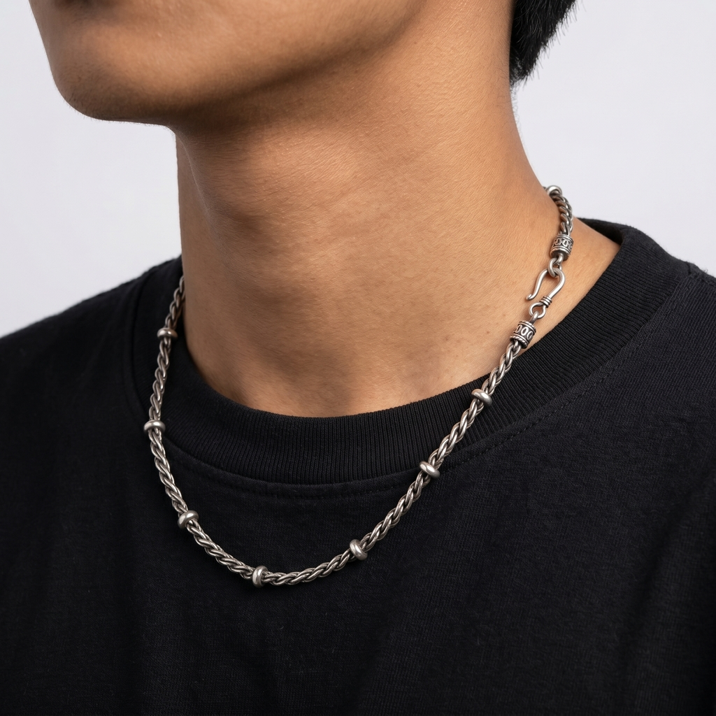 Kalung Bali Rantai Ulir Ornament Perak 925 - KLGULORT40020