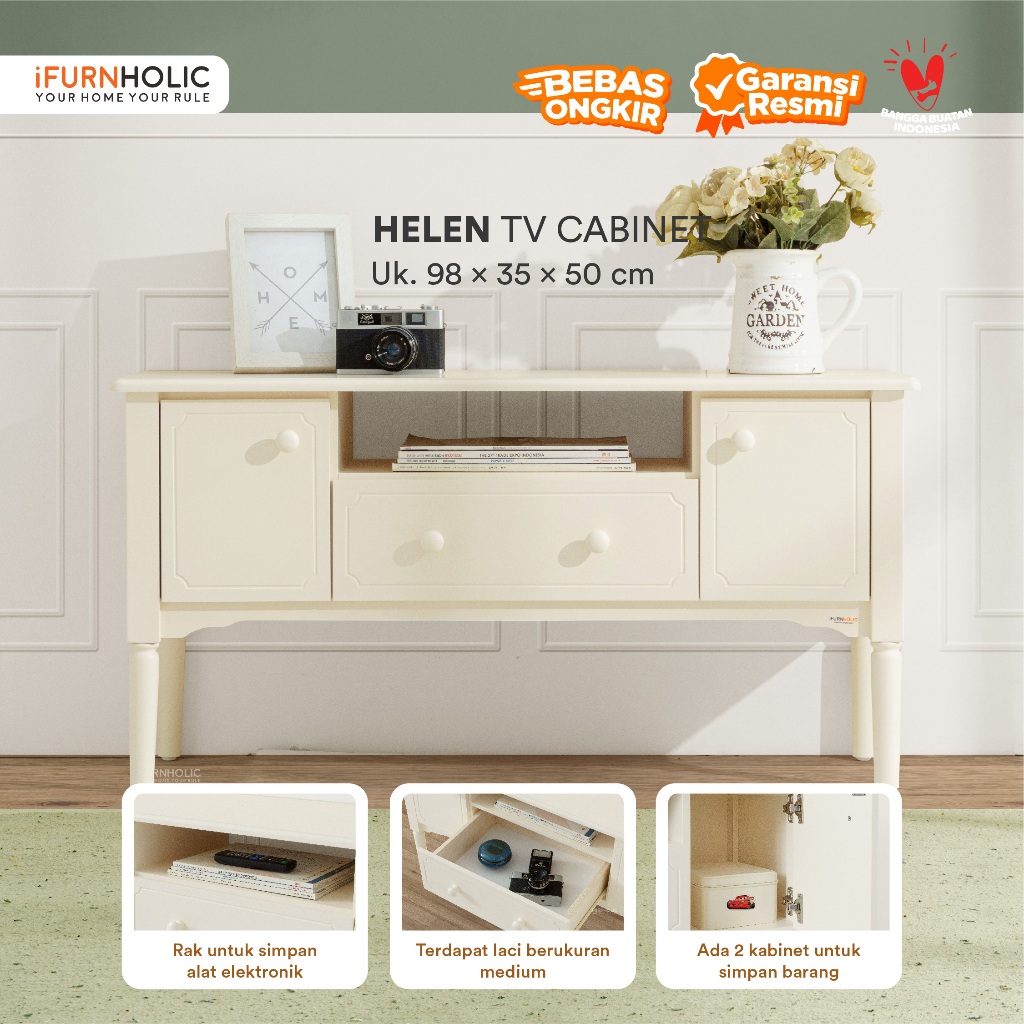 IFURNHOLIC Helen TV Cabinet | Meja tv Minimalis | Lemari TV Minimalis Modern Terbaru | Buffet TV