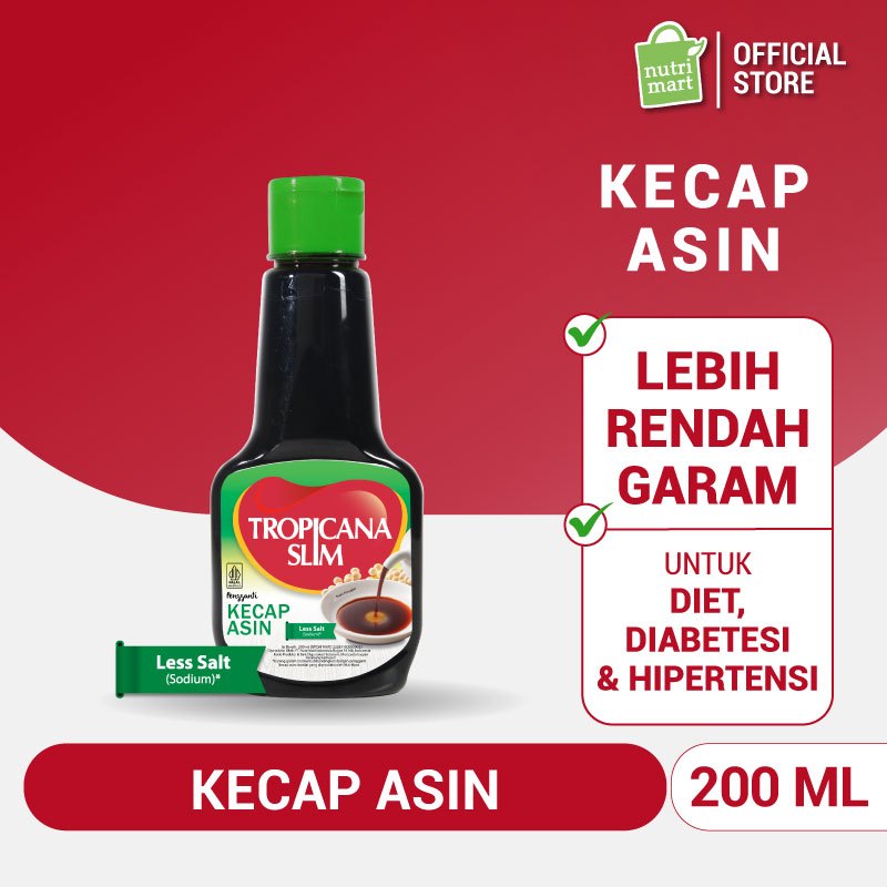 Tropicana Slim Kecap Asin 200ml - Kecap Asin Diet Bebas Gula Rendah Garam/Natrium/Sodium Bantu Dukun