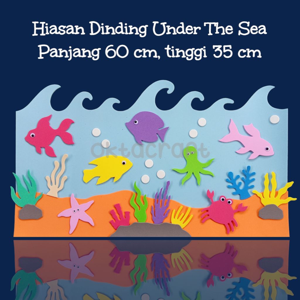 ( 60×35 cm )/hiasan dinding kelas tema laut under the sea bahan spons eva/dekorasi dinding kelas pau