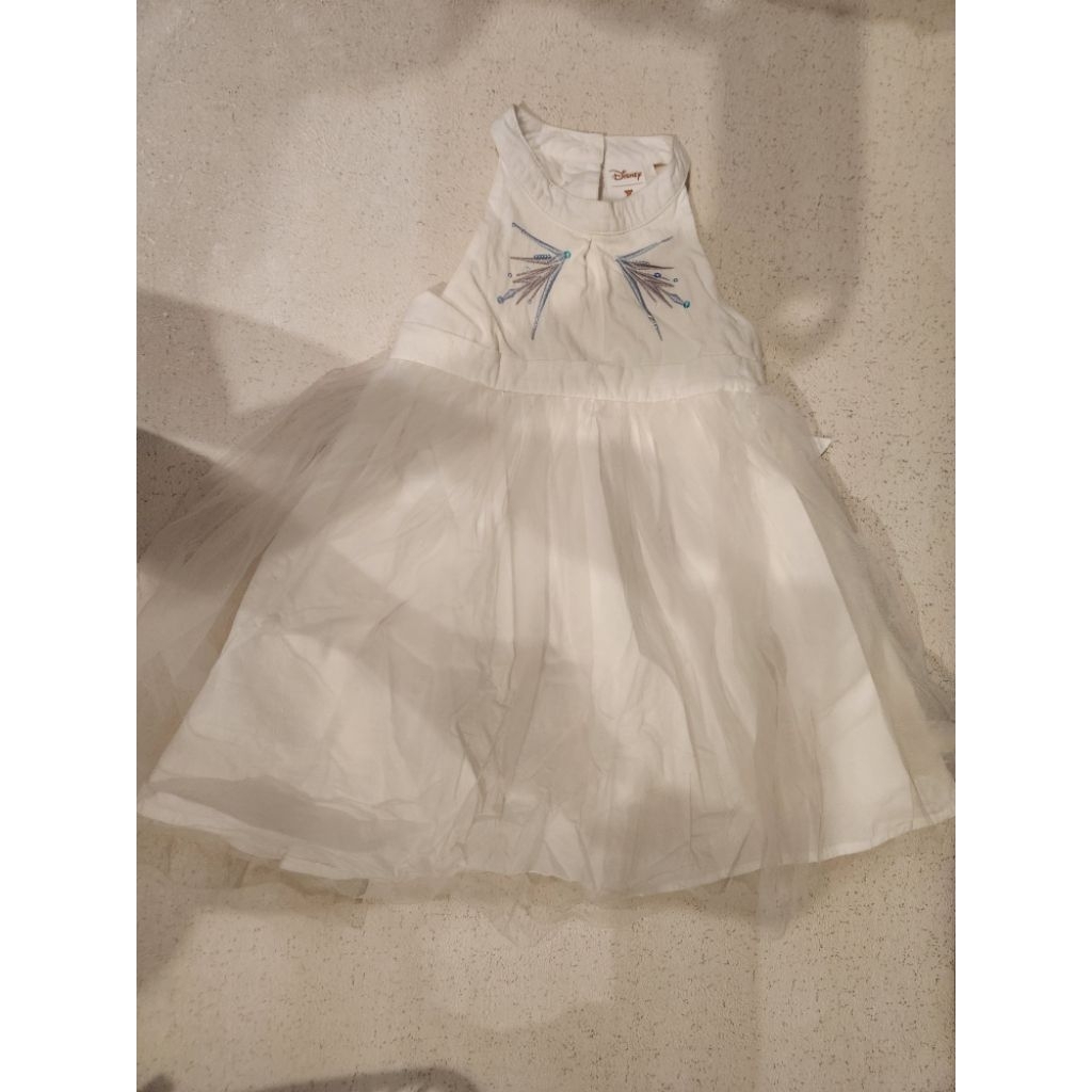 Tiny Button White Halterneck Dress Frozen / Baju Pesta Tutu Disney Frozen