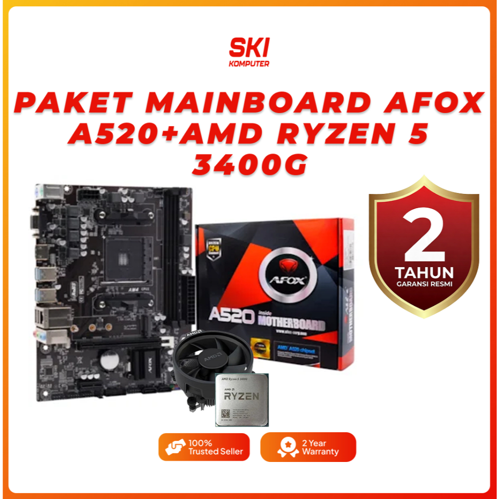 PAKET MOTHERBOARD AFOX A520+PROCESSOR AMD RYZEN 5 3400G