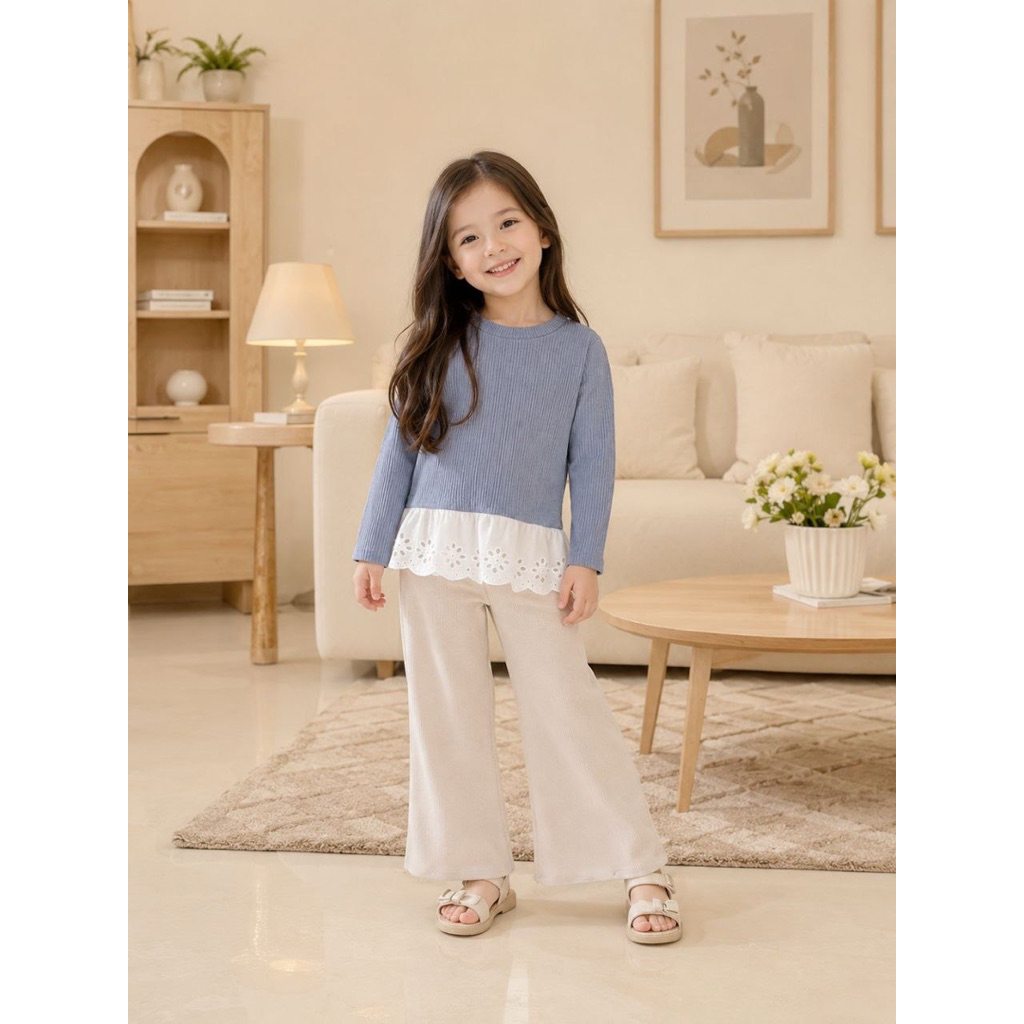 LOLLY KNIT BLOUSE || blouse anak perempuan bahan rib knit premium