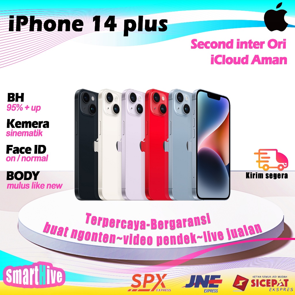 iPhone 14plus second ori 256GB 128GB inter Bekas MULUS FULLSET Like New aman/wifi only/live jualan/v