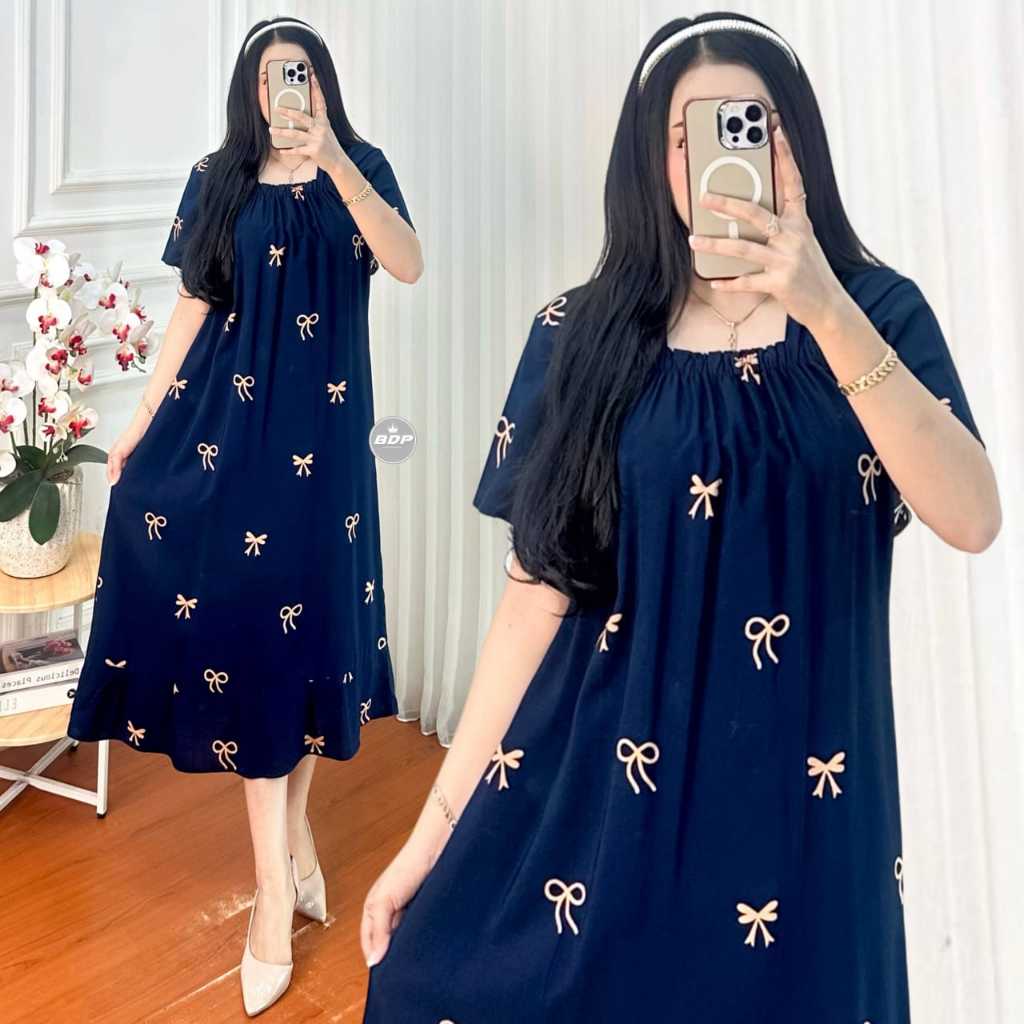 Daster Rayon Premium Cibi Busui Midi Dress Karet Depan