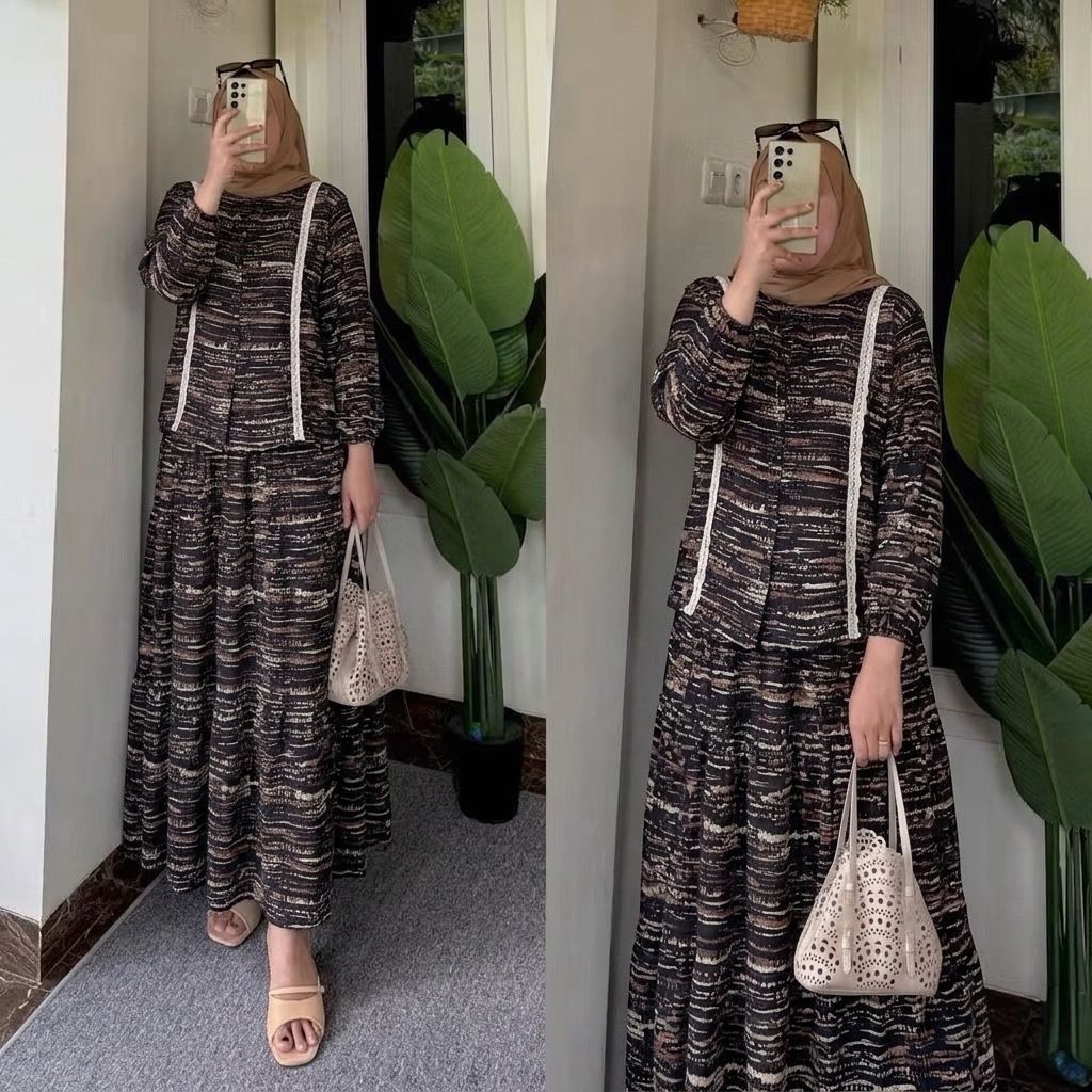 ZAYNA ARUM ONESET RAYON ROK MIX RENDA BUSUI FRIENDLY // SETELAN ROK RAYON // SET RENDA RAYON // SETE