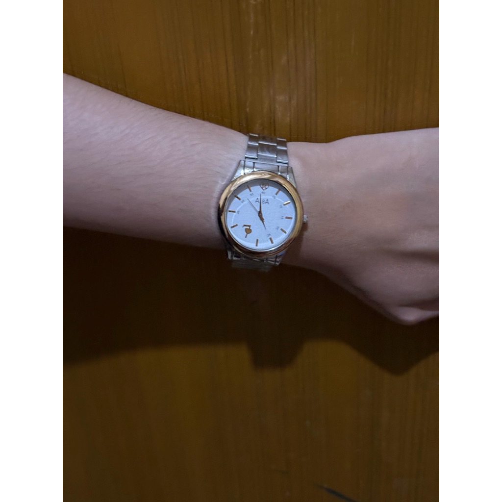 Jam Tangan Pria  Rantai Stainless Steel Kombinasi Kuning