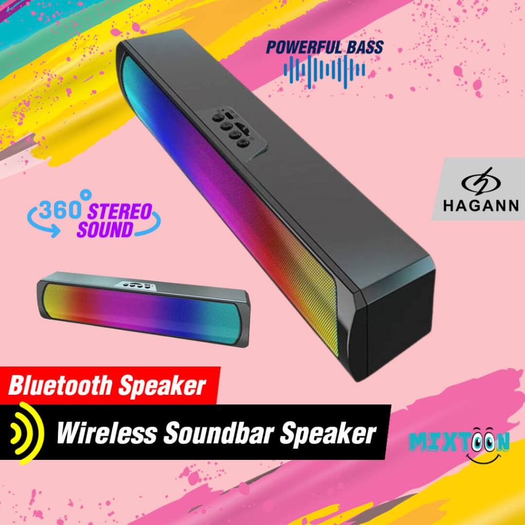 Speaker Bluetooth Soundbar RGB Super Bass Stereo Multimedia USB PC Laptop