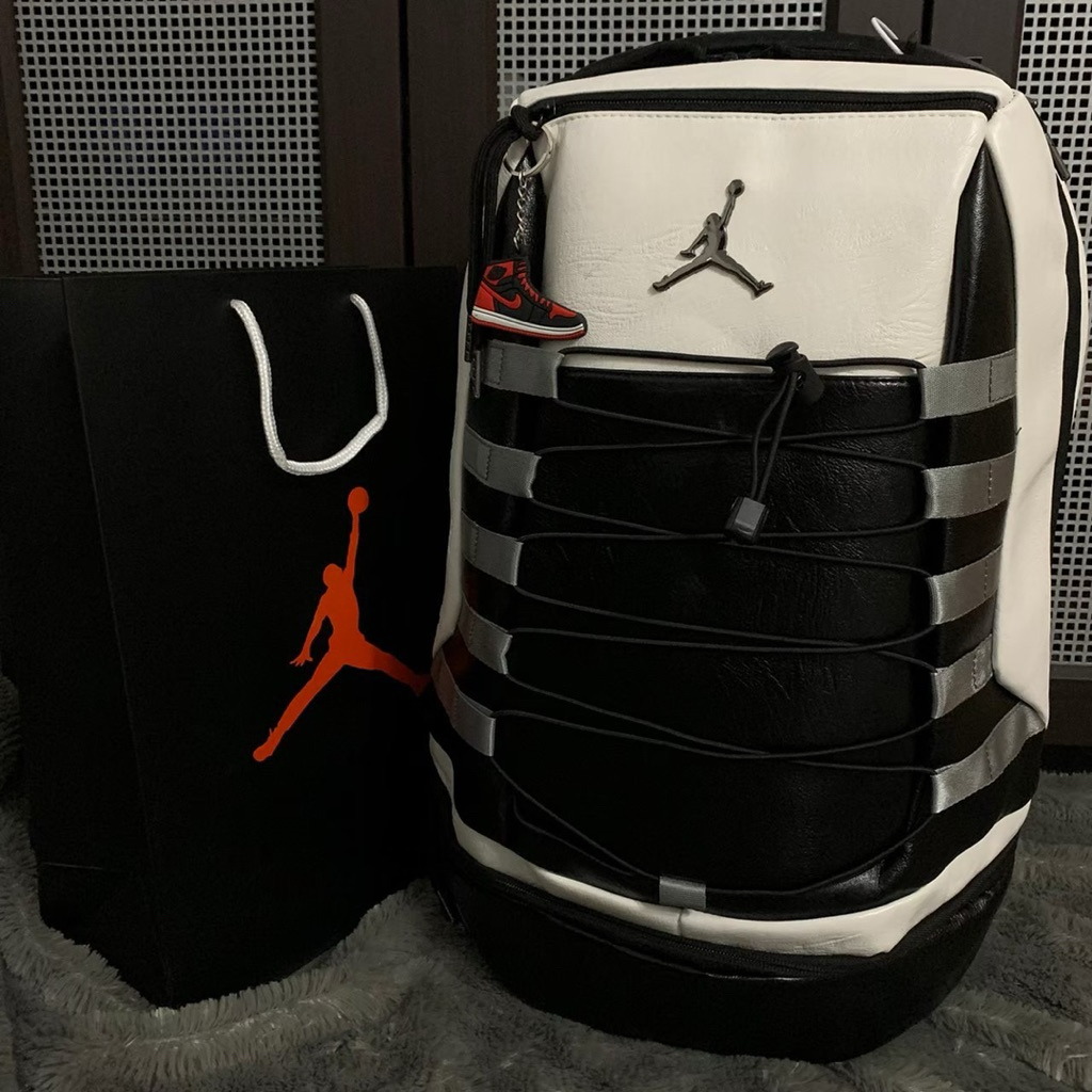 BACKPACK JORDAN LEATHER RETRO 10 SWAP OUT BLACK WHITE || TAS RANSEL SEKOLAH KERJA