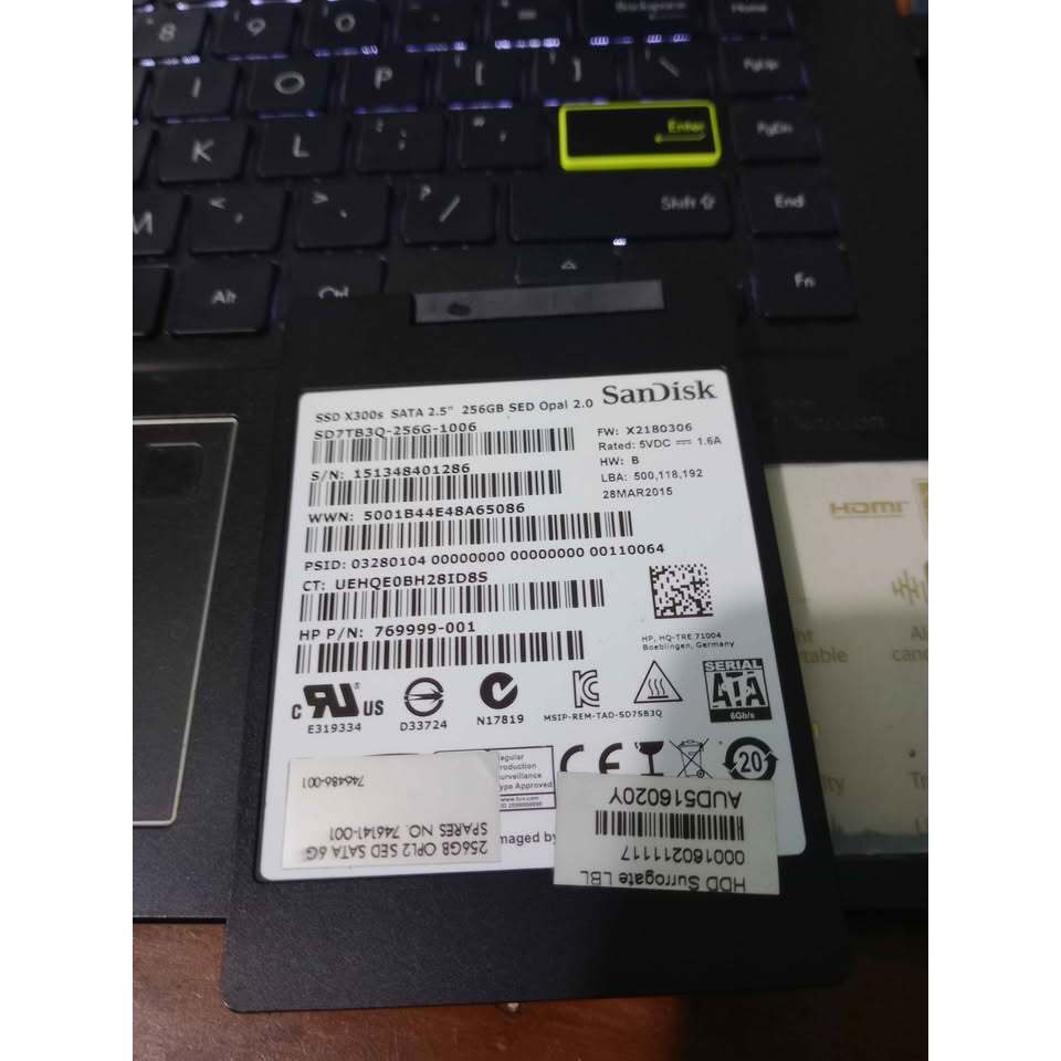 ssd nvme 2.5 inch 256gb merk sandisk masih bagus normal