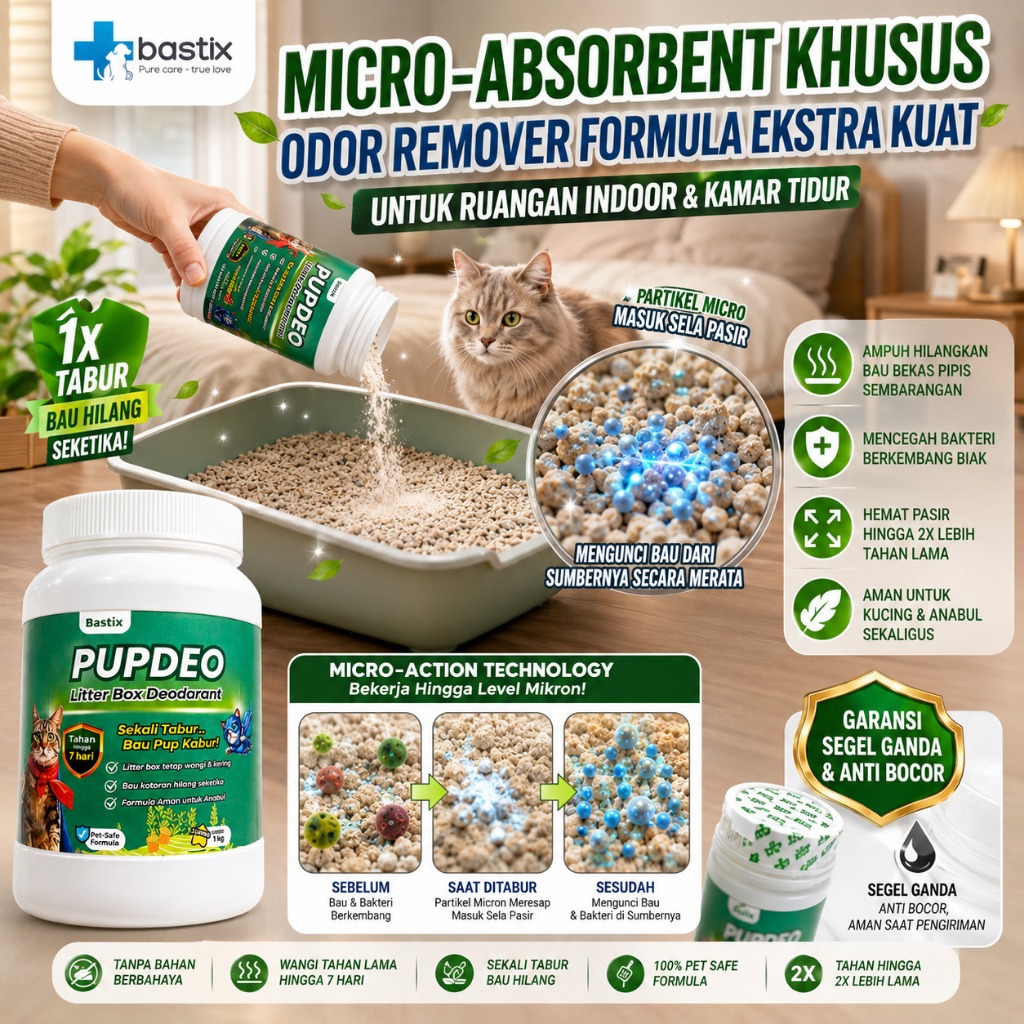 Penghilang Kandang Pasir Cat Kotoran Pipis Remover Litter Bau Anjing Shield Anti Bocor ,Garansi Sege