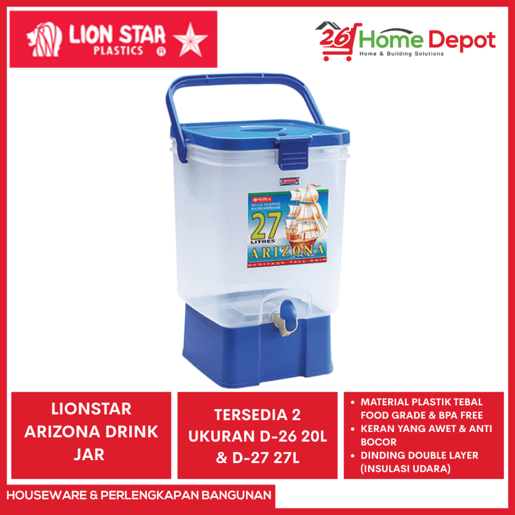 LION STAR Arizona Drink Jar - Dispenser Air Minum Plastik - Tempat Minuman Es Lion Star Original