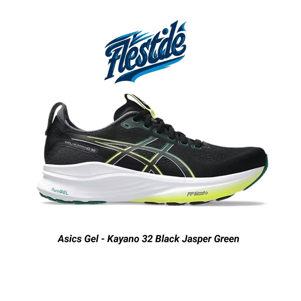 Sepatu Lari Pria Asics Gel Kayano 32 Black Jasper Green
