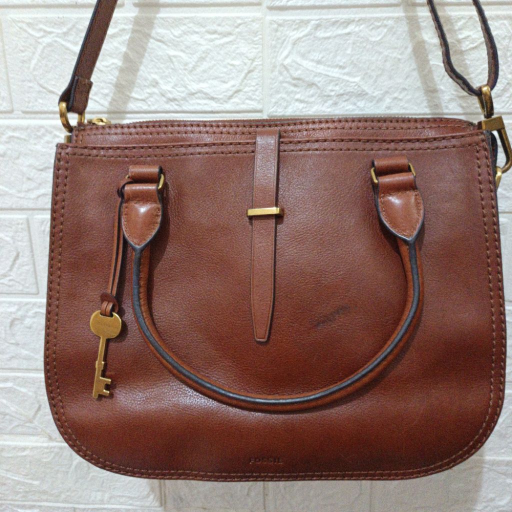 Tas Fos sil Ryder Satchel coklat medium