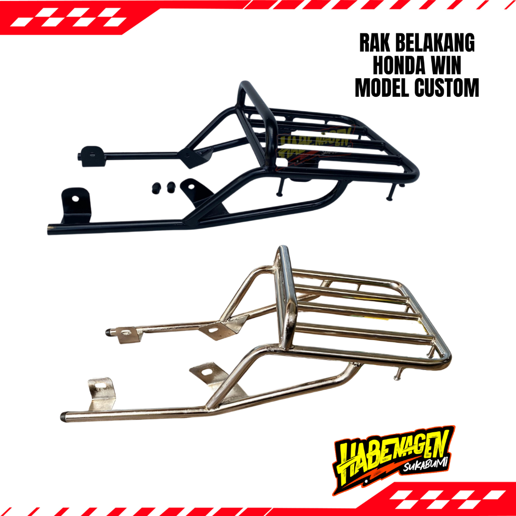 Begel Behel Pegangan Bagasi Rak Belakang Backrak Custom Honda Win 100 Win100 Hitam Chrome