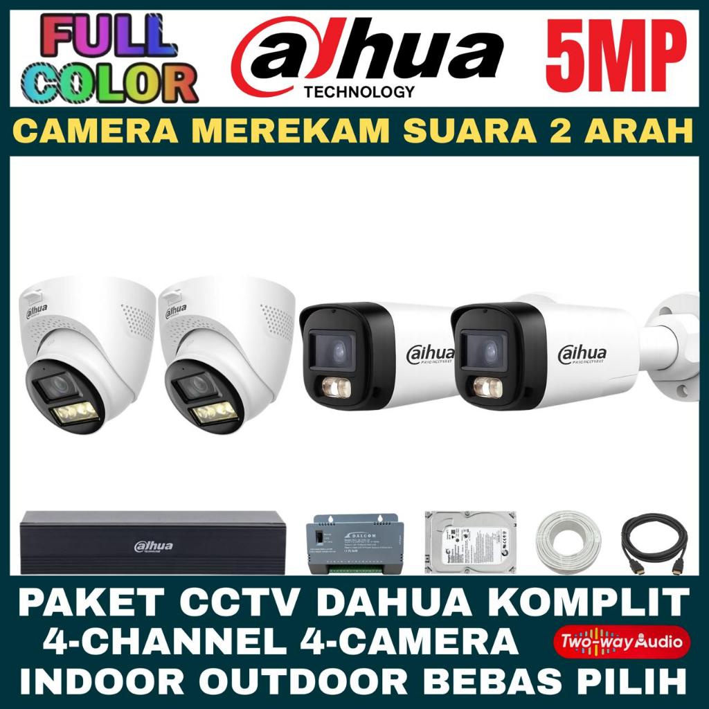 PAKET CCTV DAHUA AUDIO SERIES COLORVU 4 CHANNEL 4 CAMERA 5MP FULL COLOR