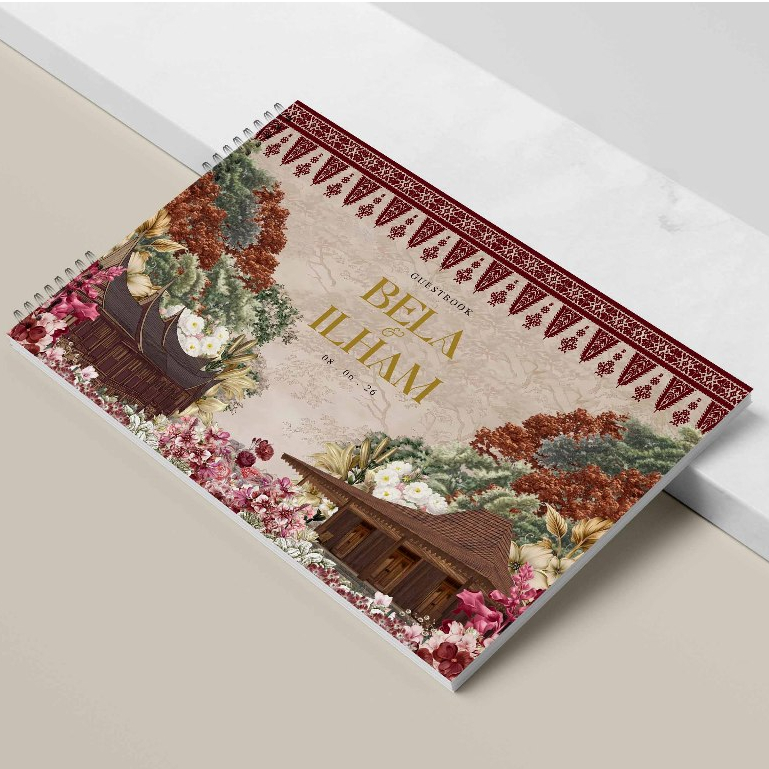BUKU TAMU PERNIKAHAN HARD COVER DESIGN TEMPLATE JILID SPIRAL CETAK FULL COLOUR