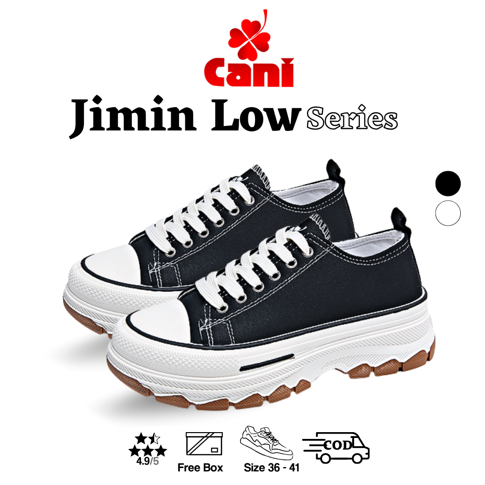 Cani "Free Box" (Size 36 - 41) Jimin Low Sepatu Sneakers Run Hike Olahraga Wanita Kanvas Karet 9060