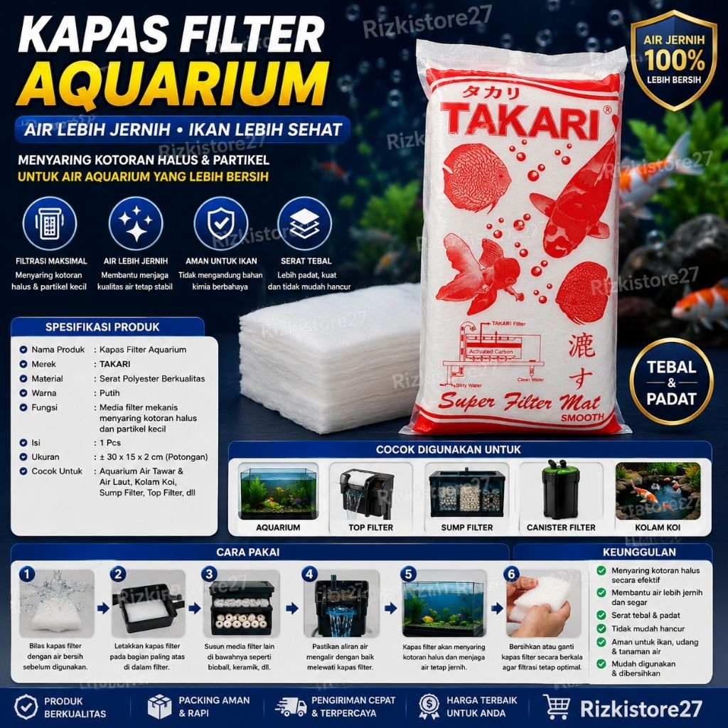 Kapas Filter Aquarium 3 Lapis Super Filter Mat Media Filter Aquarium Kolam Koi