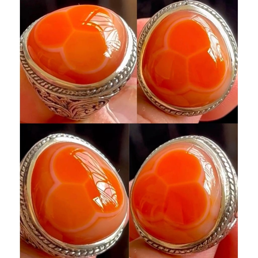 NATURAL CINCIN BATU AKIK YAMAN MOTIF 3 TELUR CEPLOK AJIB ANTIK