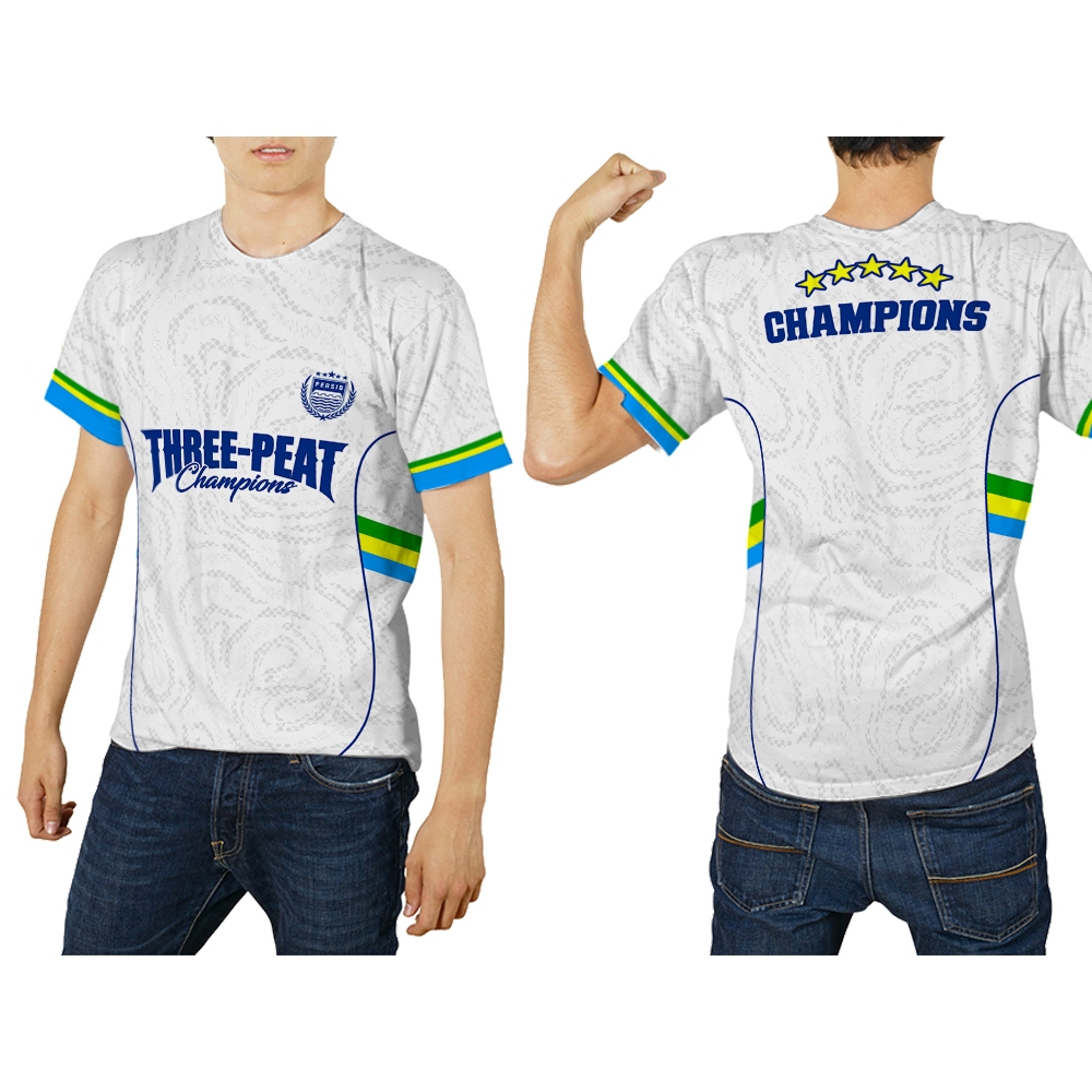 UBER SUBLIM - Baju Pria dan Wanita Kaos T-Shirt Jersey PERSIB BANDUNG HATTRICK Putih Custom Full Pri