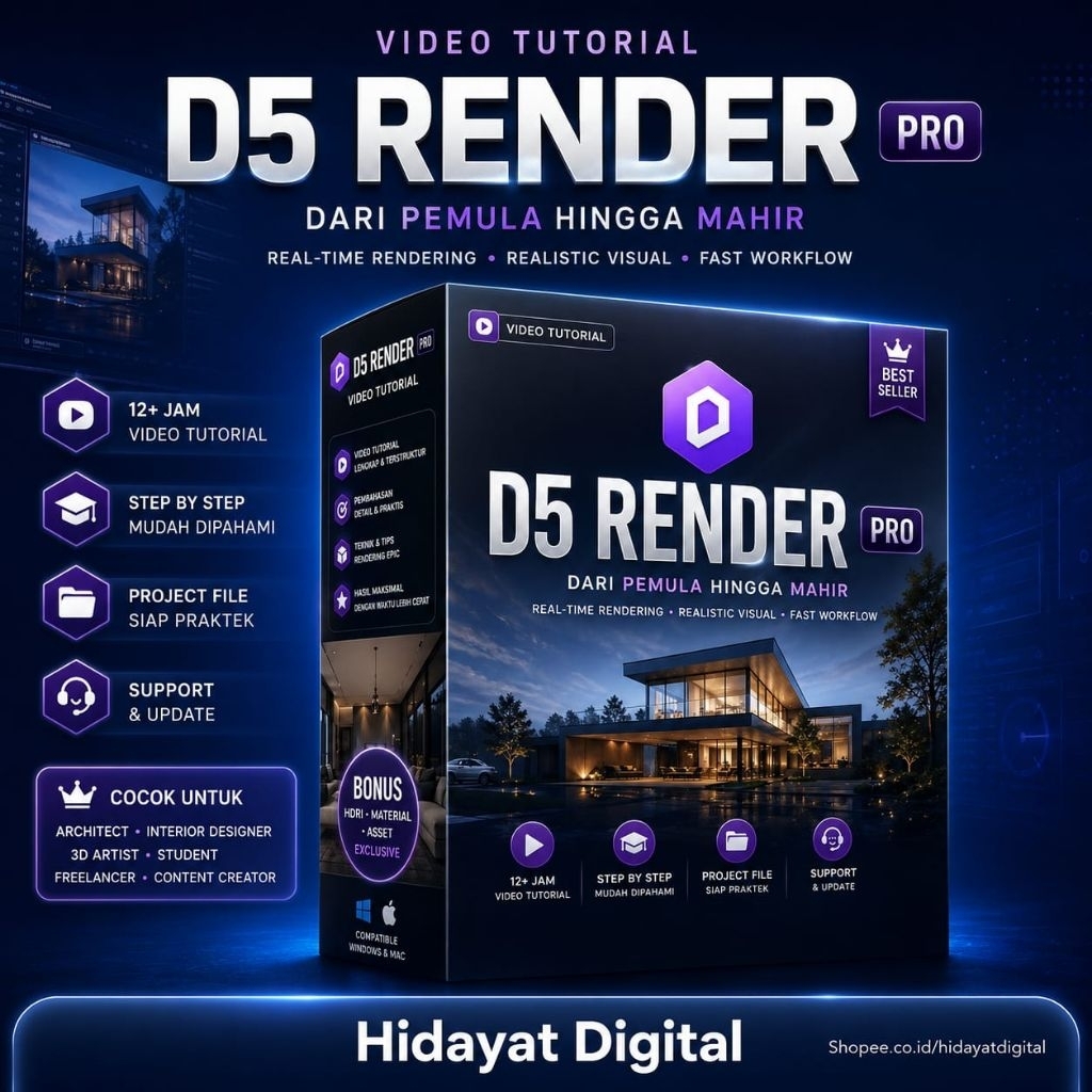 VIDEO TUTORIAL D5 Render Pro Library & Template Lengkap