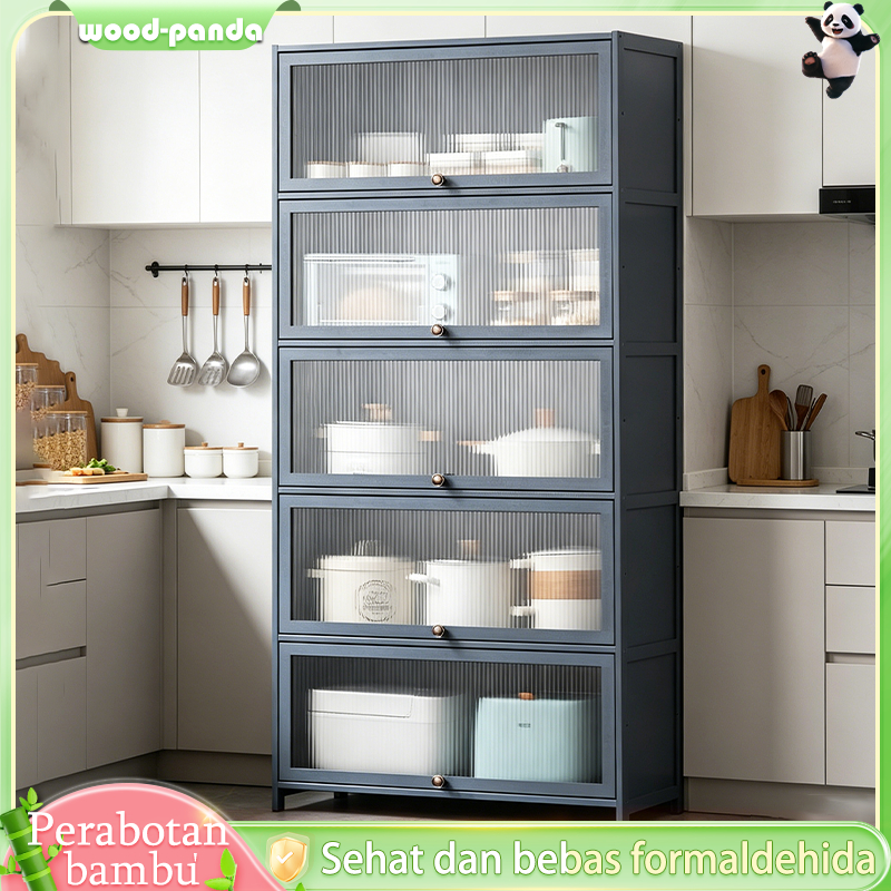 Lemari Dapur Lemari Dapur Bambu Lemari Makan Lemari Penyimpanan Tahan Debu Lemari Dapur Aesthetic