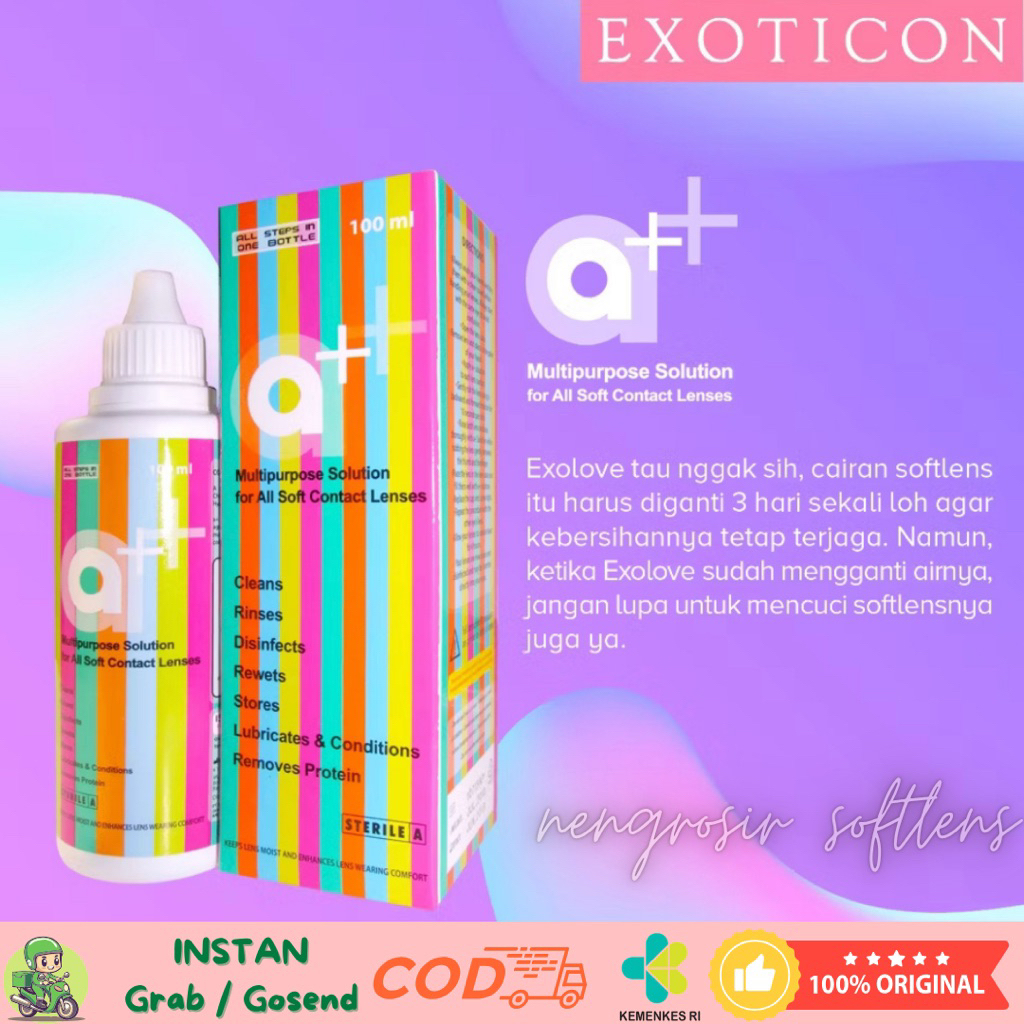 CAIRAN SOFTLENS A+ 100ML WITH HPMC MULTIPURPOSE SOLUTION BY EXOTICON || PENCUCI SOFTLENS