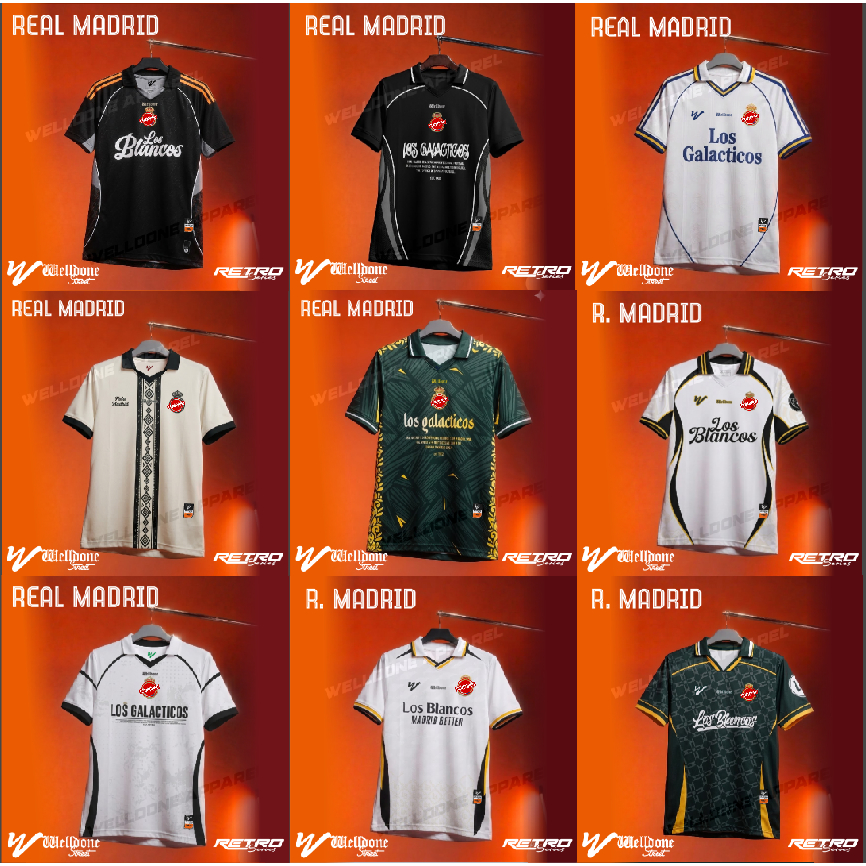 WELLDONE STREET  Jersey Bola kaos suporter REAL MADRID Retro Fantasy Madrid V53 Piala Dunia Vintage 