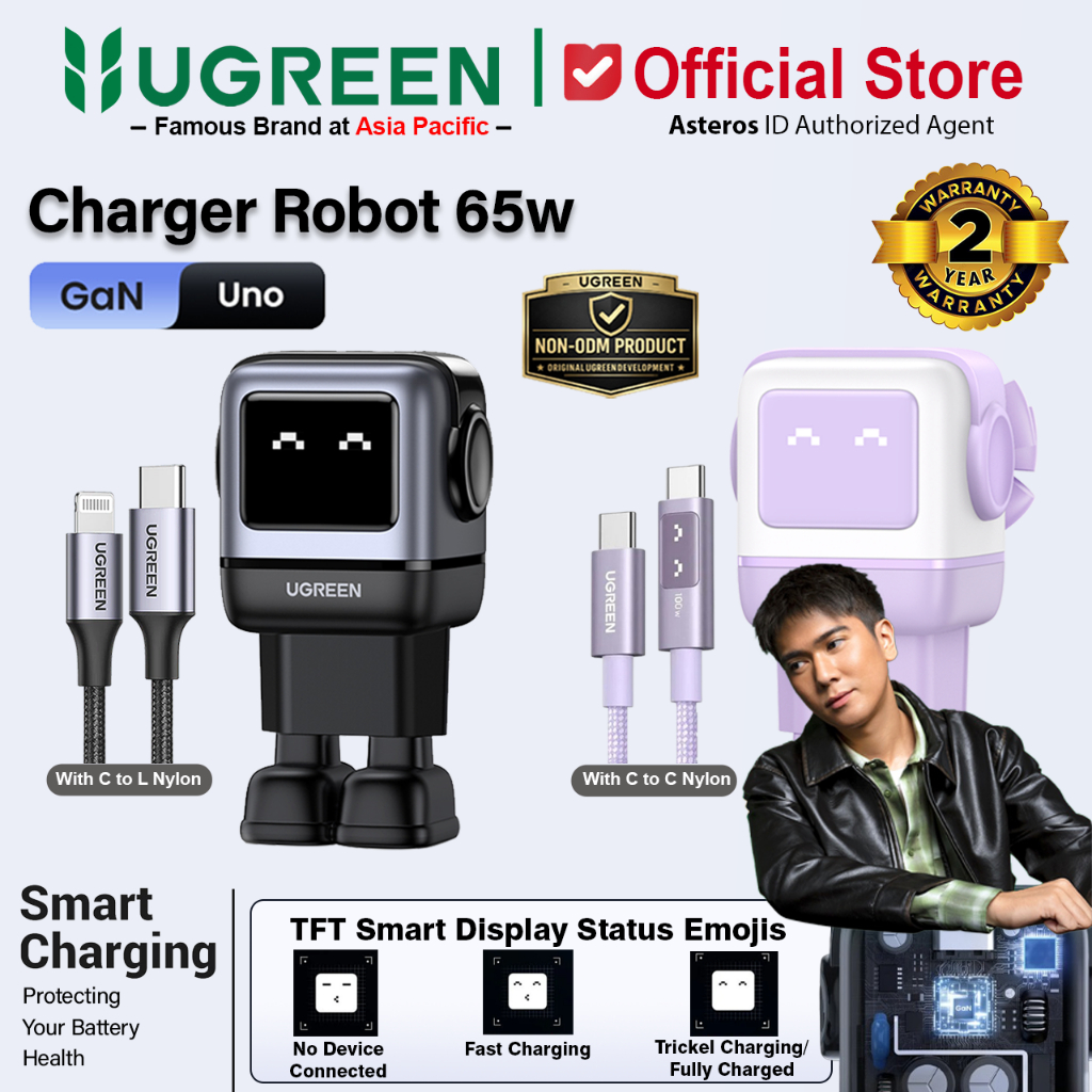 UGREEN Charger GAN Nexode ROBOT 65W Fast Charging For iPhone Samsung iPad Laptop Etc