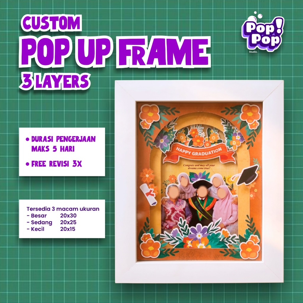 Custom Pop Up Frame 3 Layers - Kado Unik & Berkesan - Frame 3D - Bingkai Foto 3D - Kustom Bingkai Fo