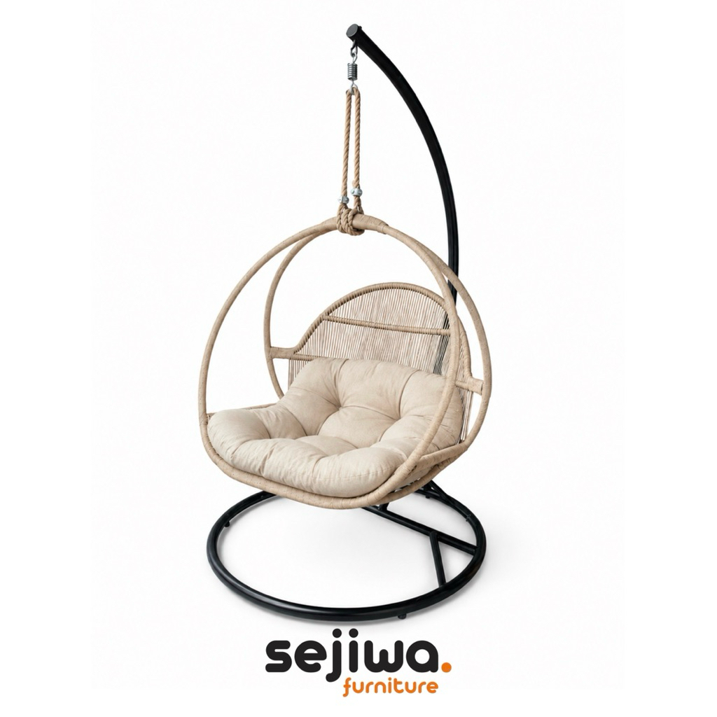 Sejiwa Furniture - Ayunan Gantung Anyaman Rotan Sintetis / Ayunan Model Estetik Bahan Anyaman Rotan 