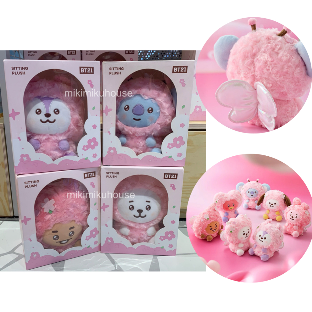READY BT21 SPRING FAIRY SITTING PLUSH DOLL BONEKA PINK  BT21 COOKY SHOOKY CHIMMY KOYA MANG TATA RJ B