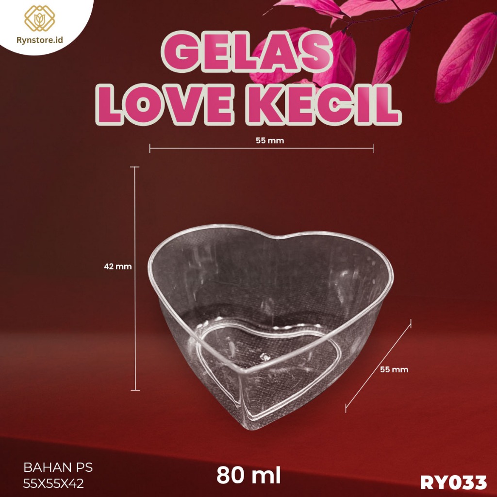 Cup Plastik Motif Love Puding / Gelas / Kue Jelly Cup Dessert 80 ml - 33XAXB
