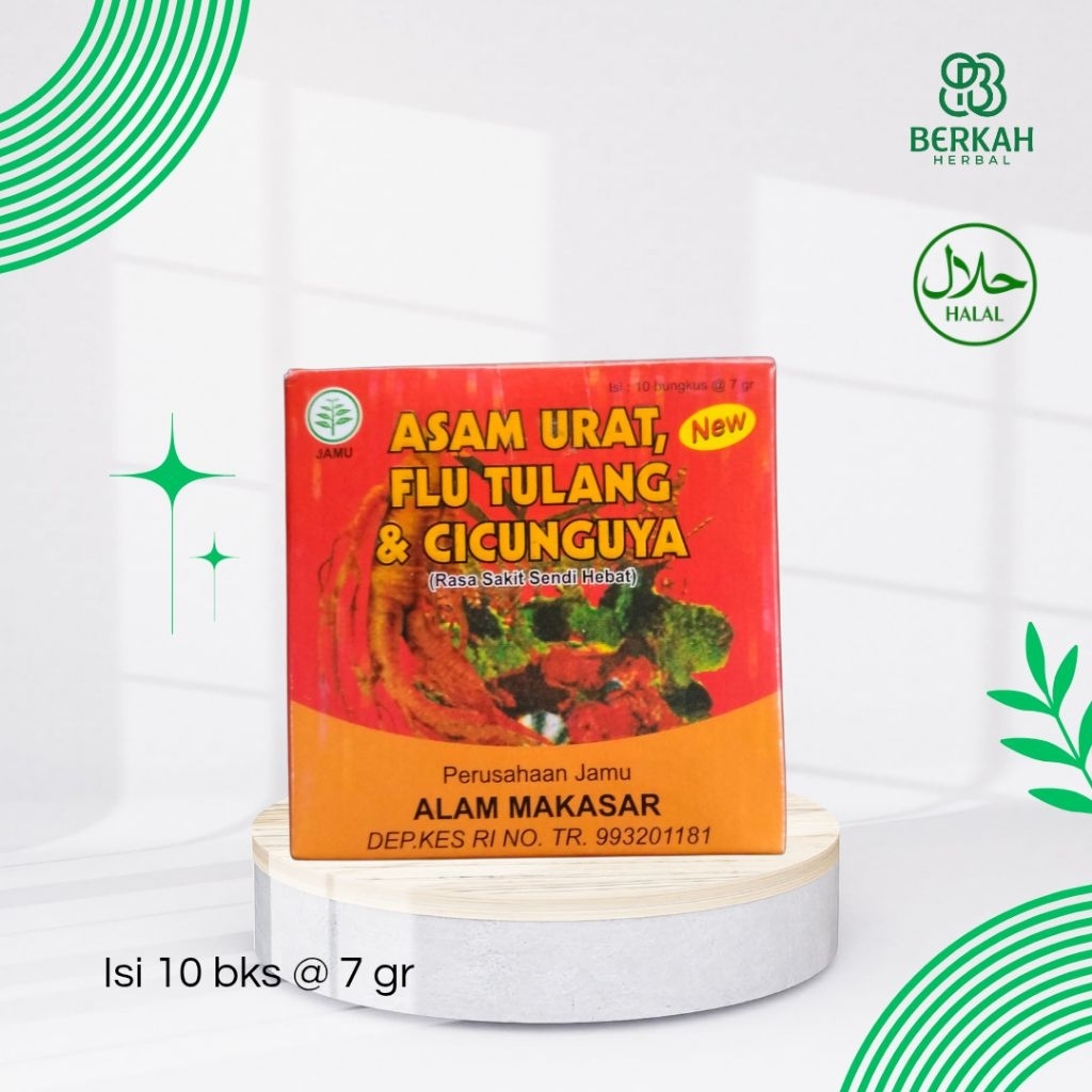 Jamu Asam Urat Flu Tulang & Cikungunya Alam Makasar Herbal Sachet Isi 10 Bungkus