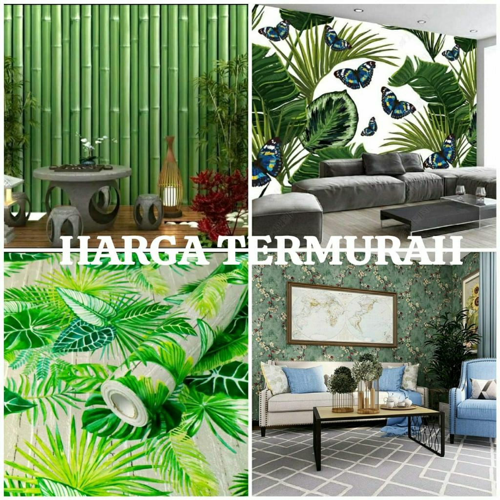 New Wallpaper dinding batu alam bambu panel kayu elegan mewah Wallstiker 3d batu alam bambu keramik 