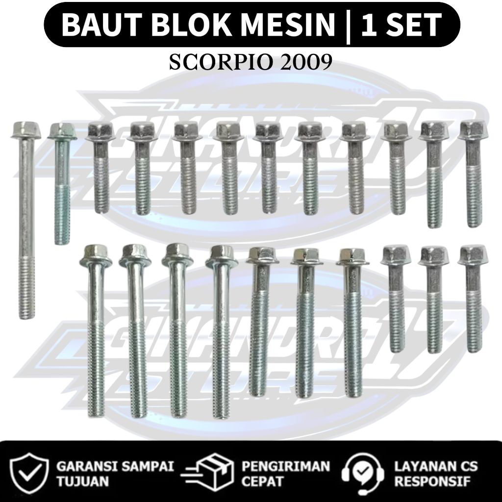 Baut Blok Mesin 1 SET Yamaha Scorpio 2009 / Baut Blok Mesin 1SET Motor Scorpio 2009