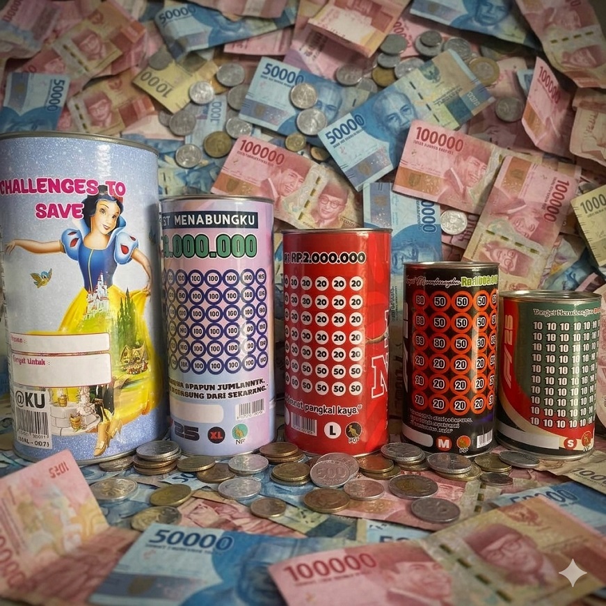 Celengan Target/Celengan Kaleng Desain Unik Permanen