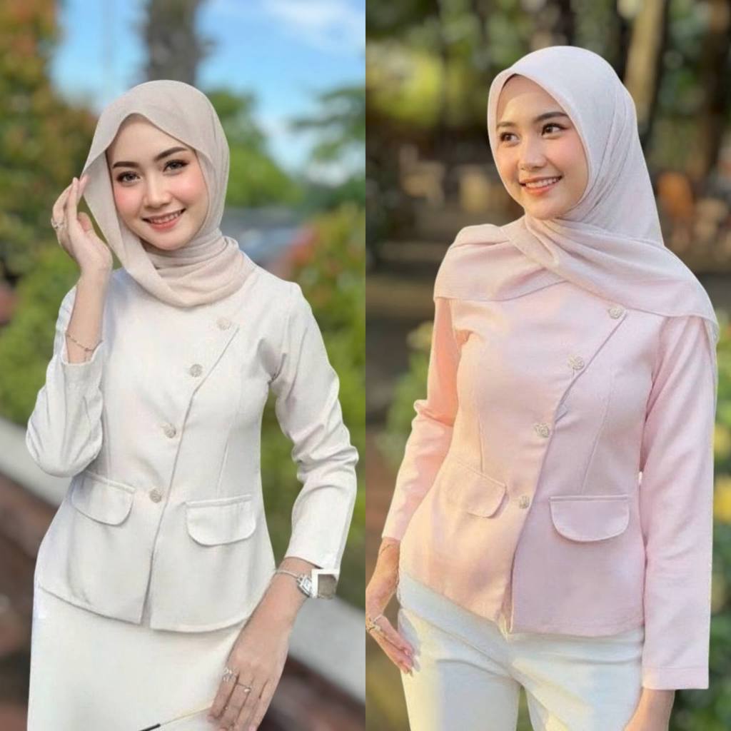 Ailee roman vest kemeja semi blezer casual outfit - Atasan Lengan Panjang - Hijab Friendly Blouse - 