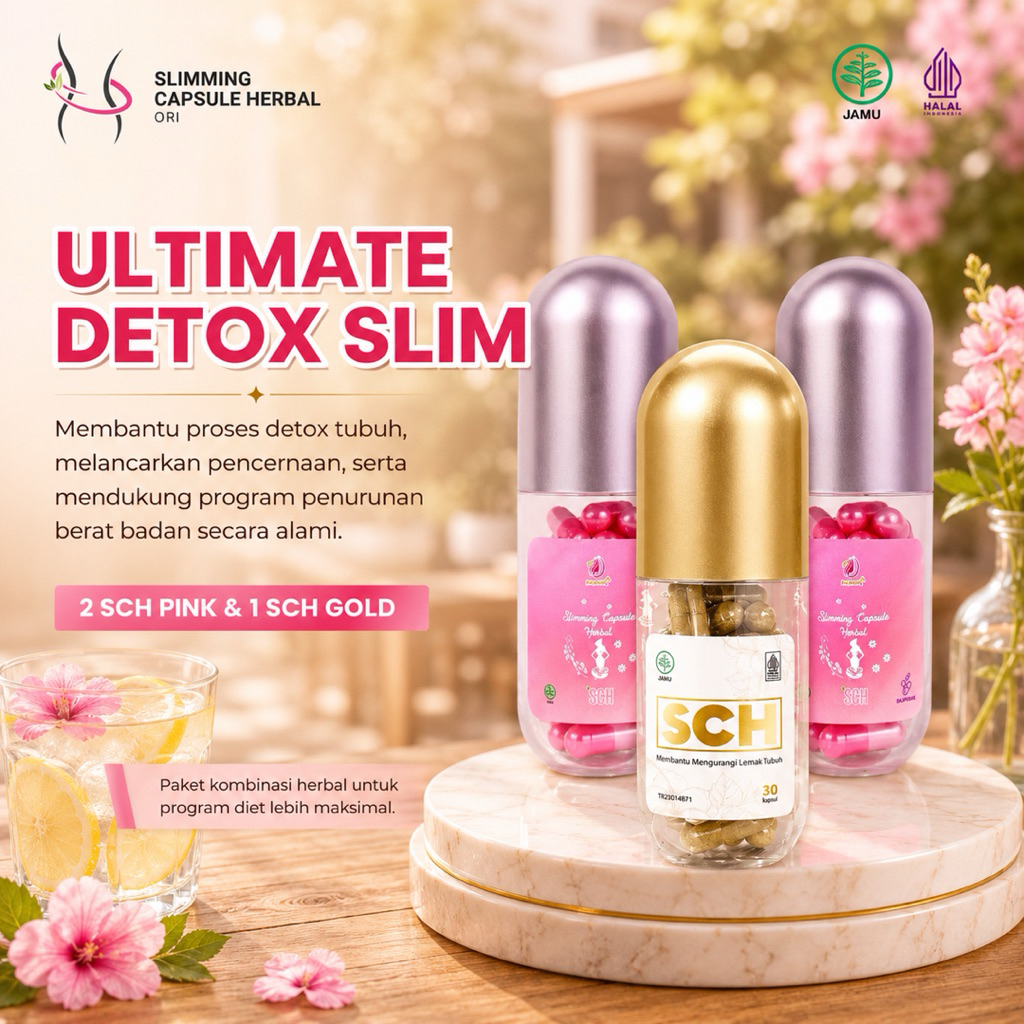 Ultimate Detox Slim | Paket Diet + Detox Pemula | SCH Pink 2pcs + SCH Gold | Turunin BB & Bersihin R