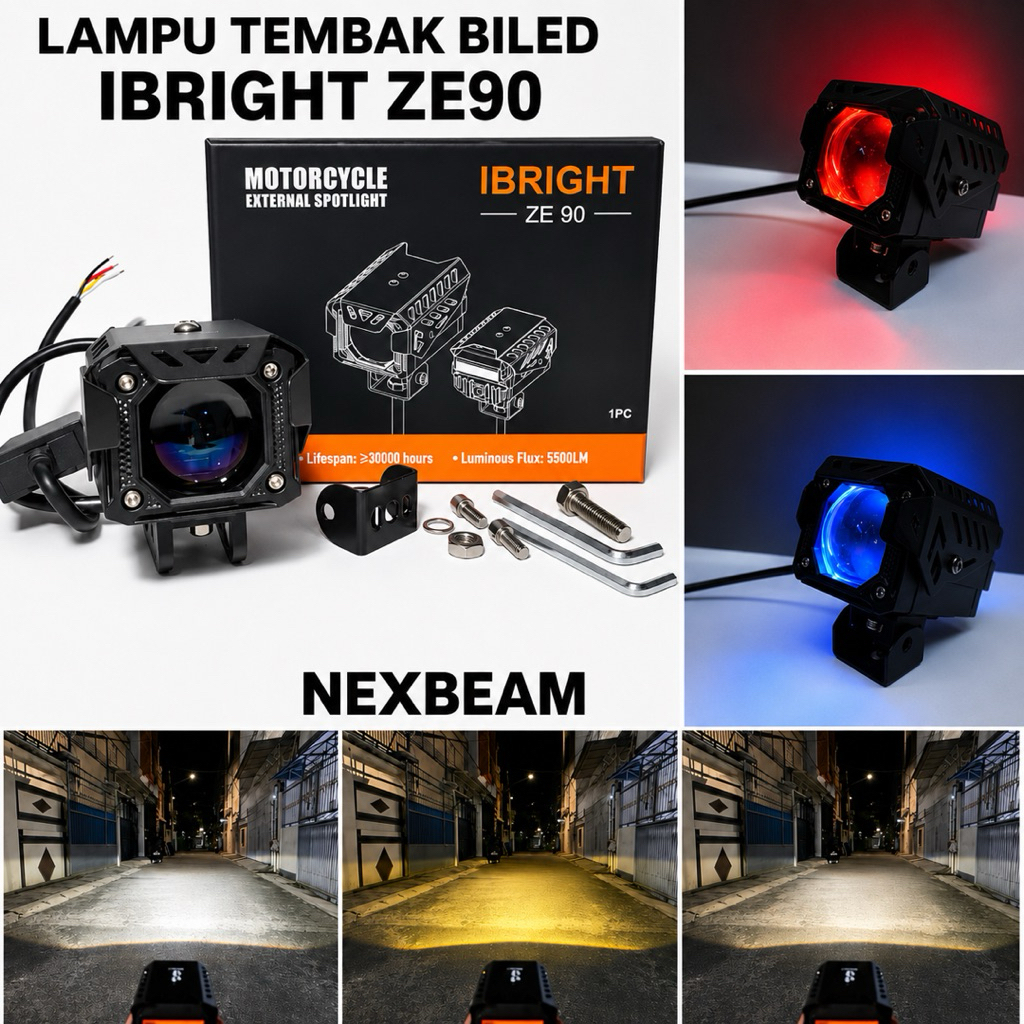Lampu tembak ibright ze90 - lampu tembak biled blue lens