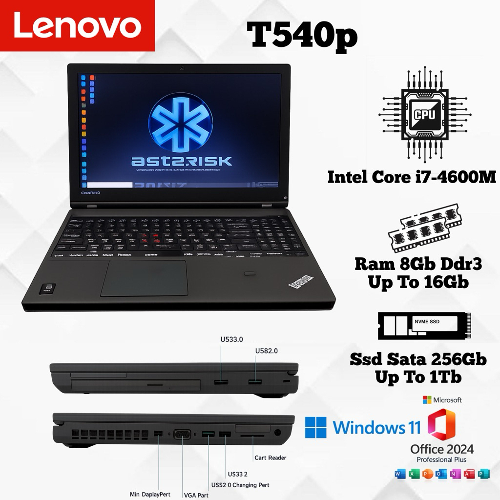 Lenovo Thinkpad T540p Core i7 Gen 4 Ram 16Gb Ssd 256Gb