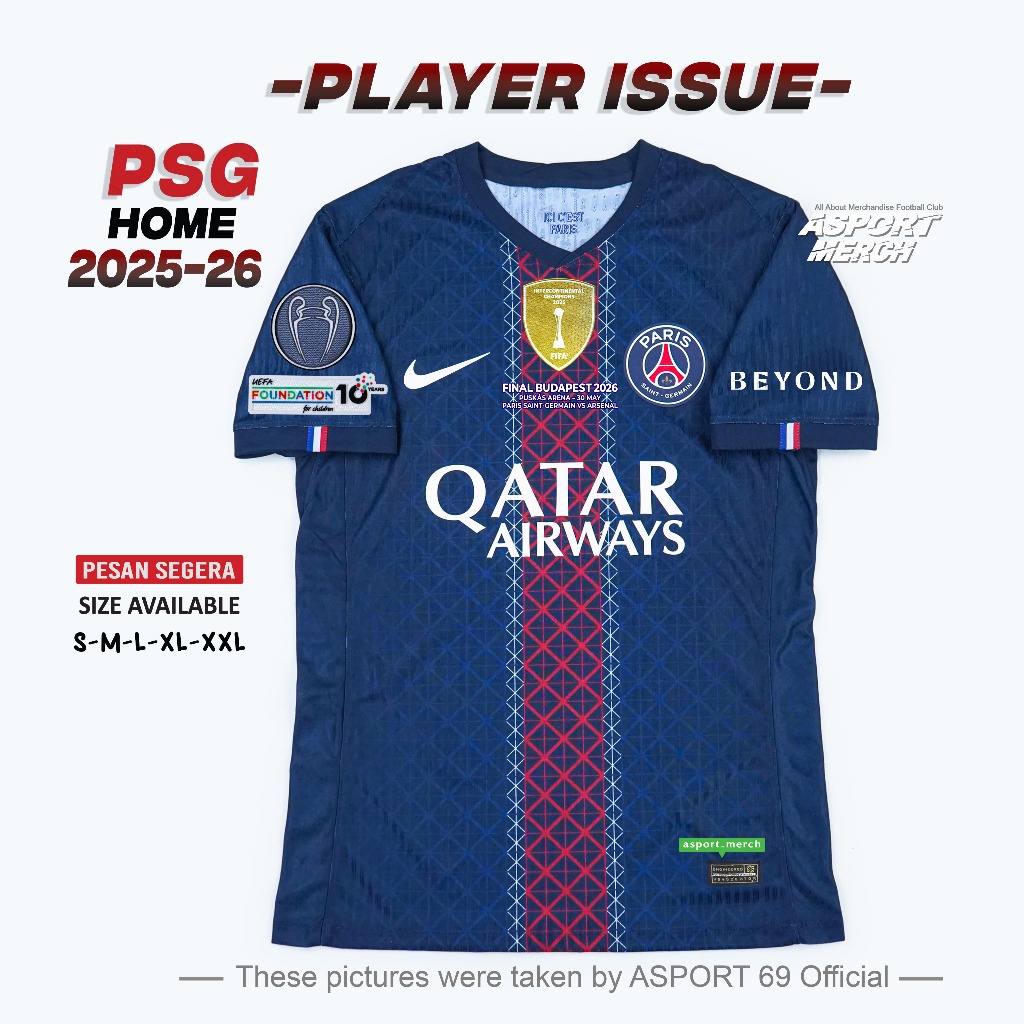 JERSEY PLAYER ISSUE PSG HOME 2026 PI FINAL BUDAPEST