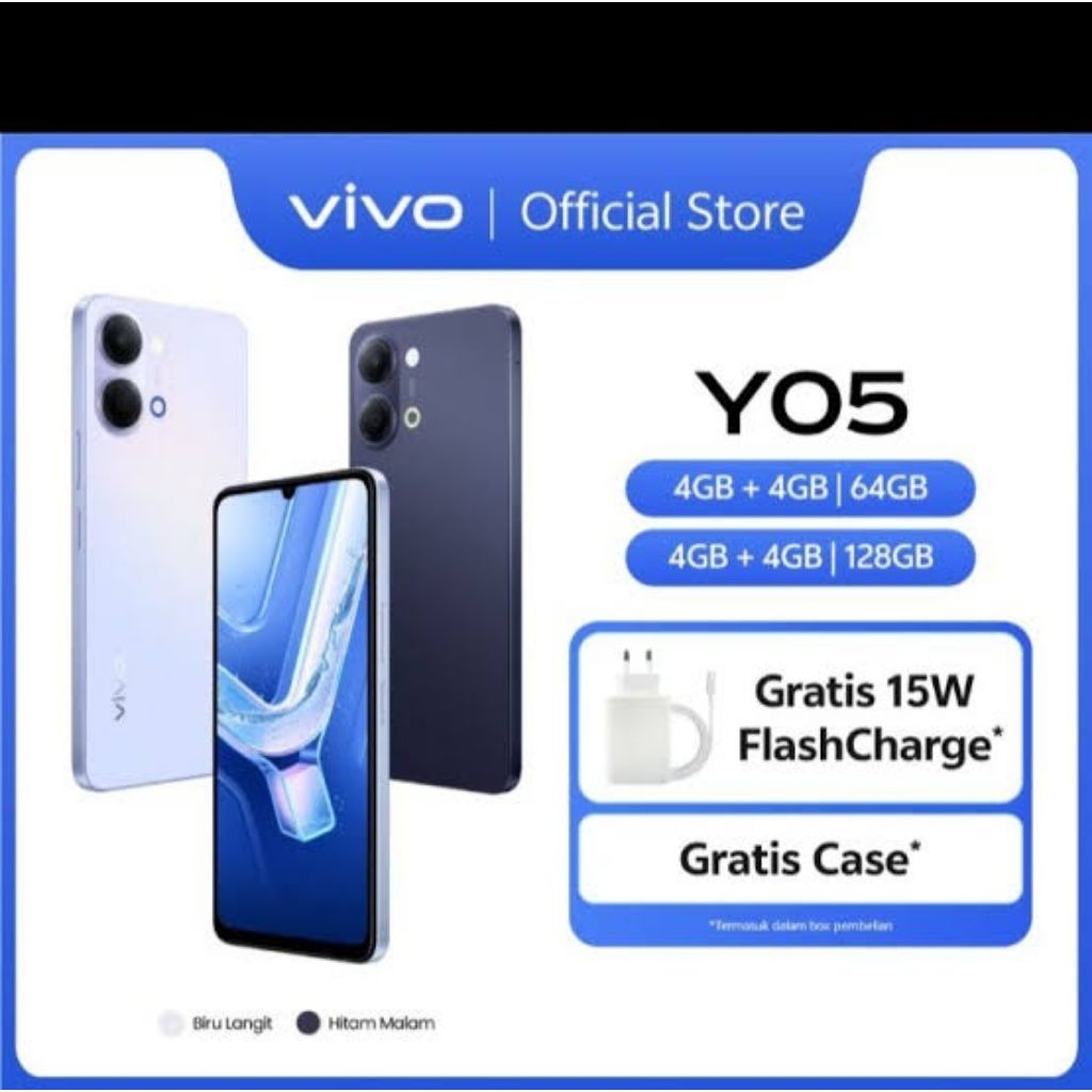 VIVO Y05 RAM 4+4/128gb NEW BARU GARANSI RESMI VIVO INDONESIA