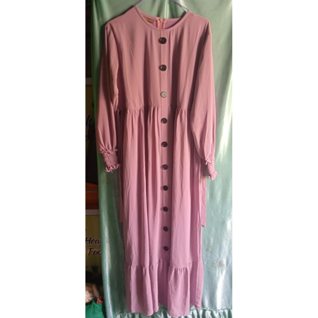 gamis ceruty mauve / gamis ceruty kancing pl