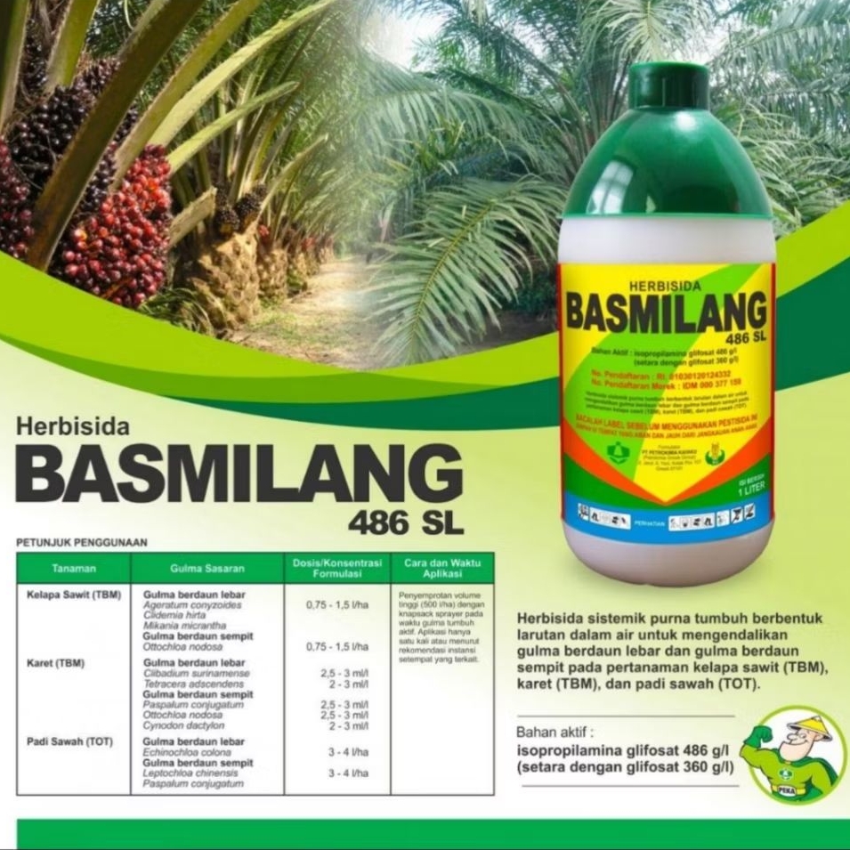 Herbisida Basmilang 486 SL Orginal 1 liter Kemasan Pabrik Pembasmi / Racun Rumput Liar