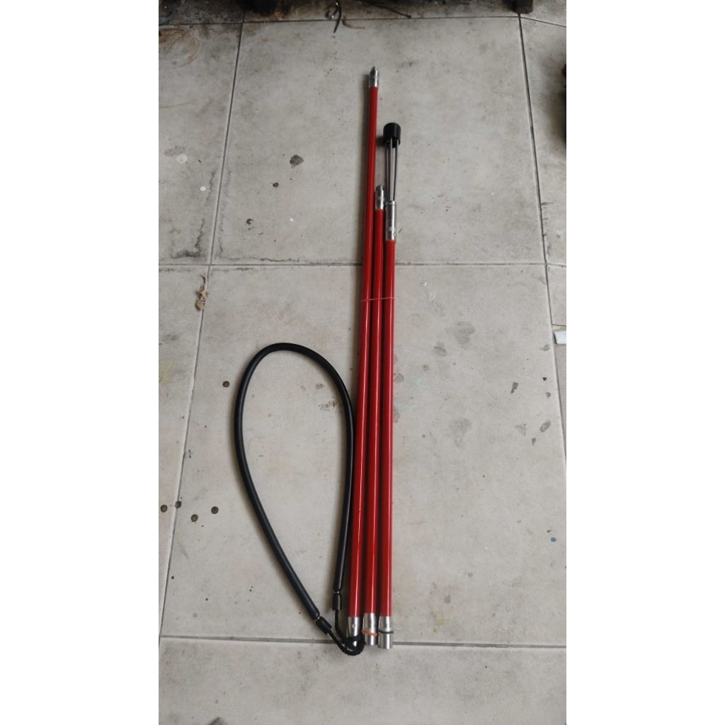 padox sport polespear fiberglass merah / hitam total panjang 2m diameternya 13mm {2stage dan 3stage)