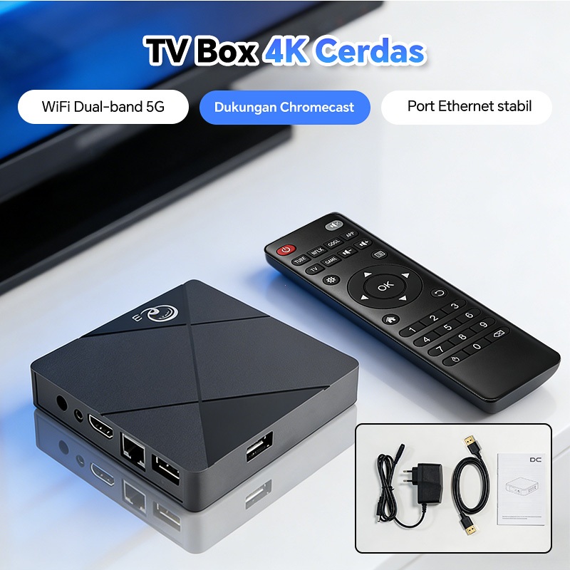 Q3 Smart TV BOX Android Dual Band WiFi6 2.4G/5G RAM 8GB ROM 128GB, Chromecast Built-in, Voice Search